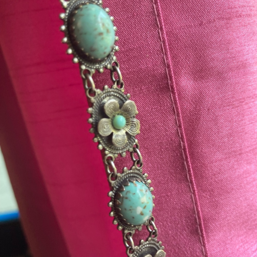 Antique Vintage Blue stone silver Bracelet